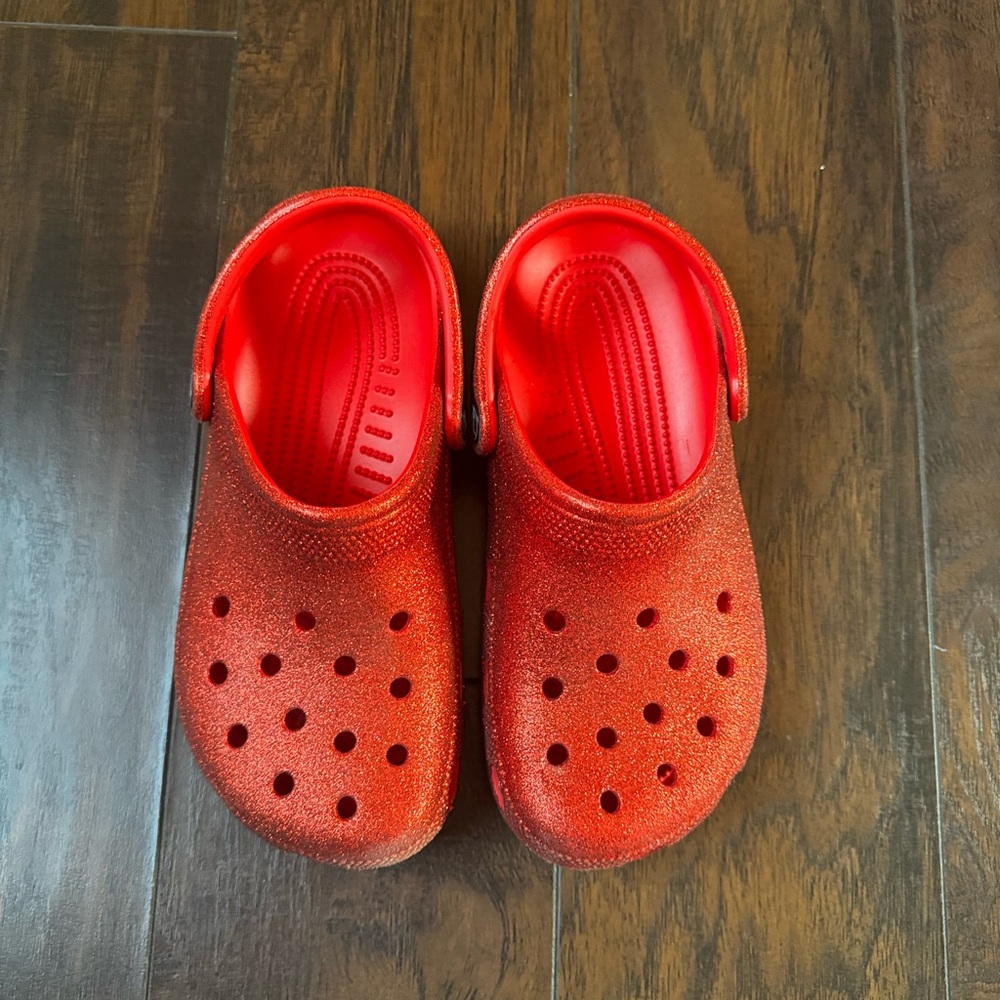 CROCS Red Glitter Sandals